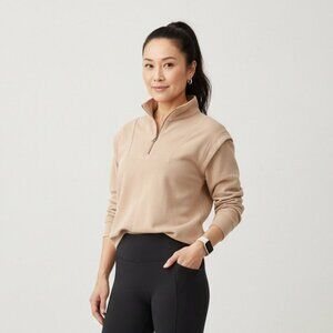 Laurie Felt Los Angeles Women's Size S Tan Quarter-Zip Pull Over Light Sweater